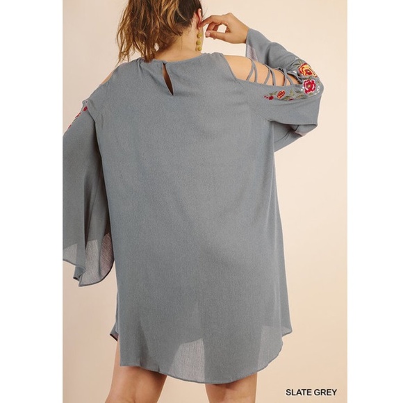 Umgee Plus Cutout Bell Sleeve Boho Tunic Dress - Picture 6 of 8